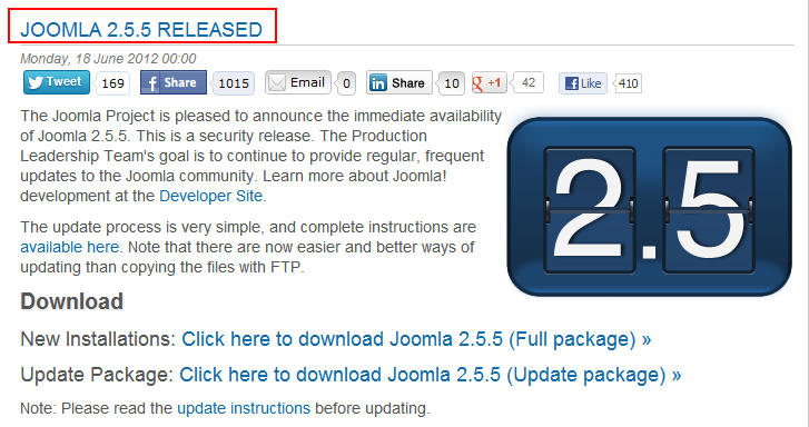 Joomla2.5.5がリリースされました Joomla2.5.5がリリースされました